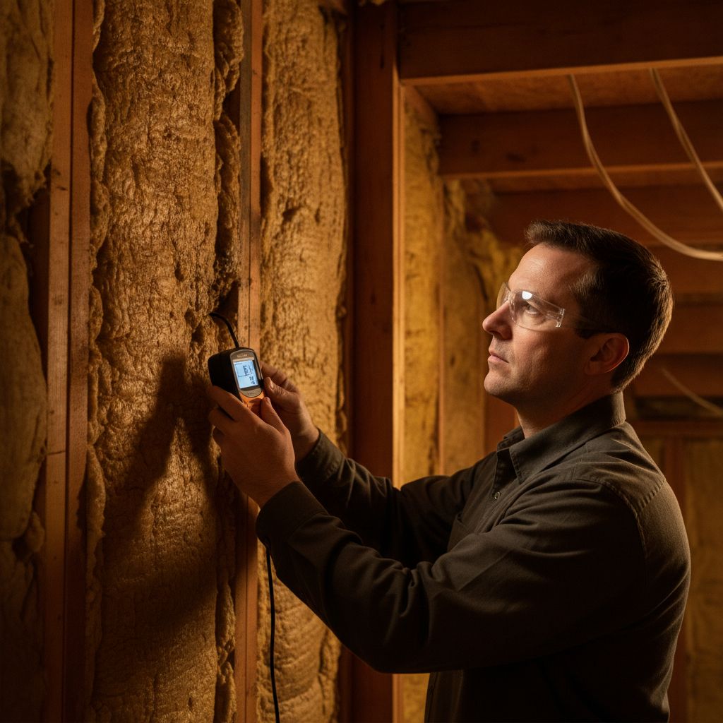 Checking for moisture and discoloration near spray foam insulation in a wall cavity